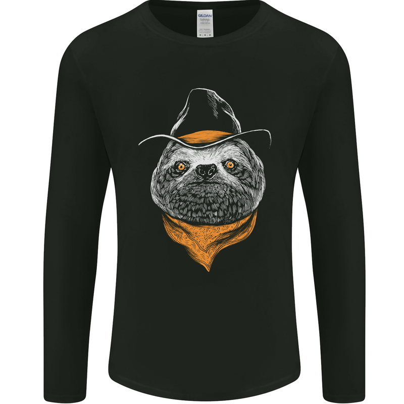 A Sloth Cowboy Mens Long Sleeve T-Shirt Black