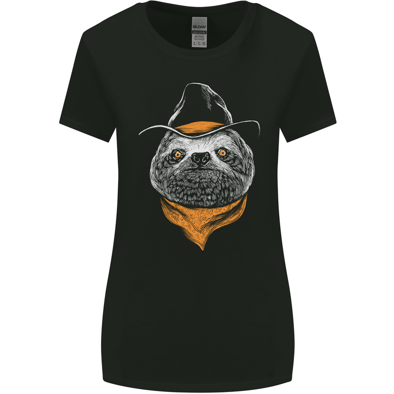 A Sloth Cowboy Womens Wider Cut T-Shirt Black