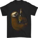 a black shirt with a slotty holding a beer bottle