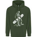 A Snowboarder Snowboarding Childrens Kids Hoodie Forest Green