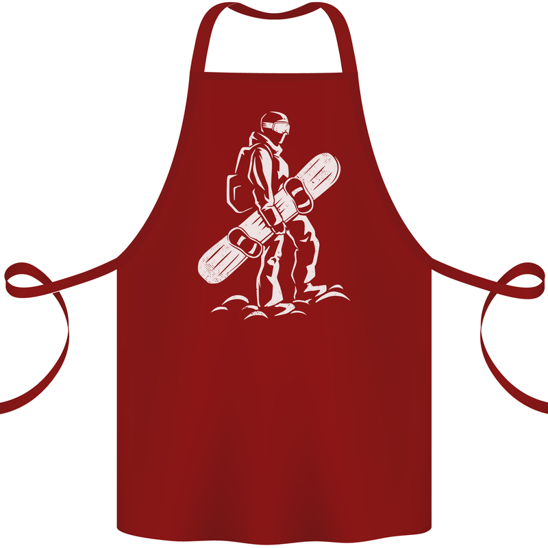 A Snowboarder Snowboarding Cotton Apron 100% Organic Maroon