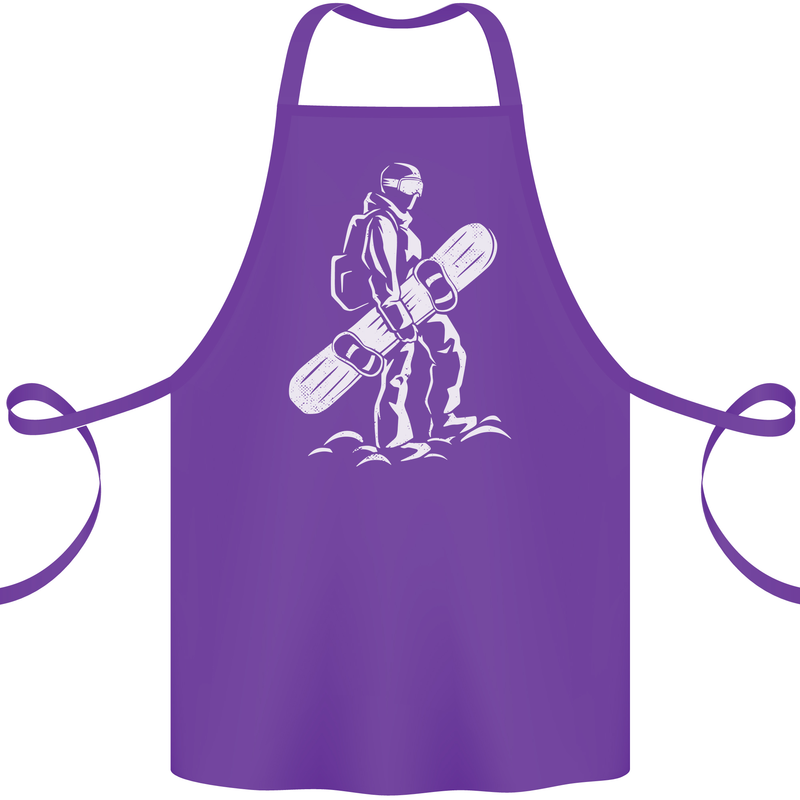 A Snowboarder Snowboarding Cotton Apron 100% Organic Purple