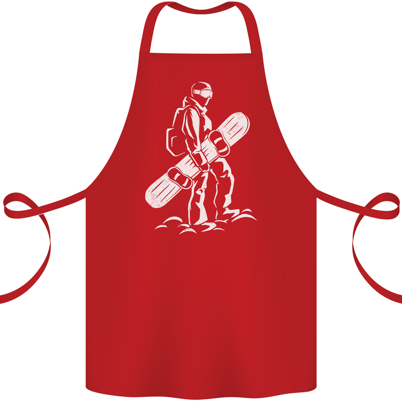 A Snowboarder Snowboarding Cotton Apron 100% Organic Red