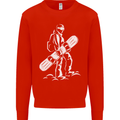 A Snowboarder Snowboarding Kids Sweatshirt Jumper Bright Red