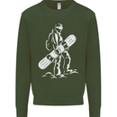 A Snowboarder Snowboarding Kids Sweatshirt Jumper Forest Green