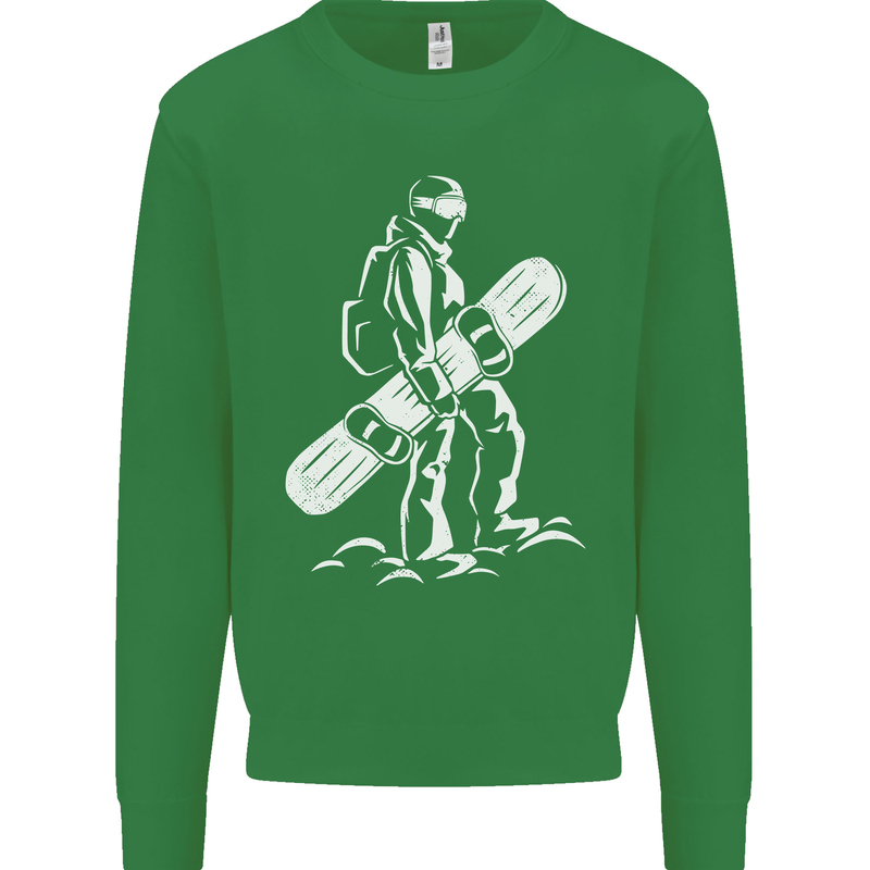 A Snowboarder Snowboarding Kids Sweatshirt Jumper Irish Green