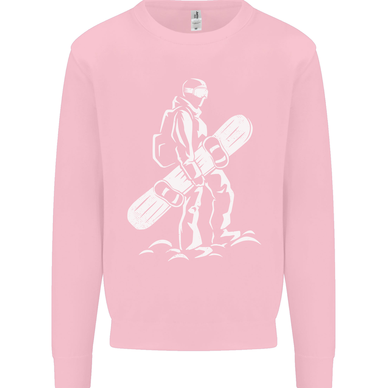 A Snowboarder Snowboarding Kids Sweatshirt Jumper Light Pink