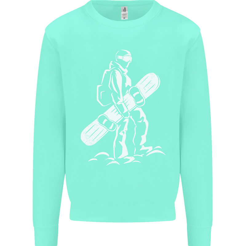 A Snowboarder Snowboarding Kids Sweatshirt Jumper Peppermint