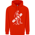 A Snowboarder Snowboarding Mens 80% Cotton Hoodie Bright Red