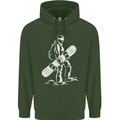 A Snowboarder Snowboarding Mens 80% Cotton Hoodie Forest Green