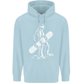 A Snowboarder Snowboarding Mens 80% Cotton Hoodie Light Blue