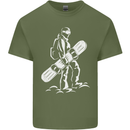 A Snowboarder Snowboarding Mens Cotton T-Shirt Tee Top Military Green