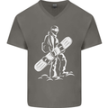 A Snowboarder Snowboarding Mens V-Neck Cotton T-Shirt Charcoal