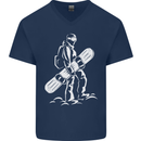 A Snowboarder Snowboarding Mens V-Neck Cotton T-Shirt Navy Blue