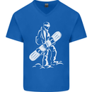 A Snowboarder Snowboarding Mens V-Neck Cotton T-Shirt Royal Blue