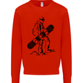 A Snowboarder Snowboarding Winter Sports Kids Sweatshirt Jumper Bright Red