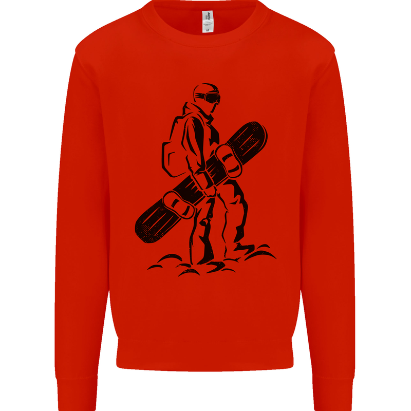 A Snowboarder Snowboarding Winter Sports Kids Sweatshirt Jumper Bright Red