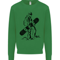A Snowboarder Snowboarding Winter Sports Kids Sweatshirt Jumper Irish Green
