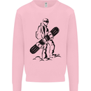 A Snowboarder Snowboarding Winter Sports Kids Sweatshirt Jumper Light Pink