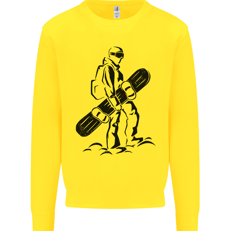 A Snowboarder Snowboarding Winter Sports Kids Sweatshirt Jumper Yellow