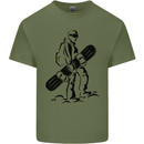 A Snowboarder Snowboarding Winter Sports Mens Cotton T-Shirt Tee Top Military Green