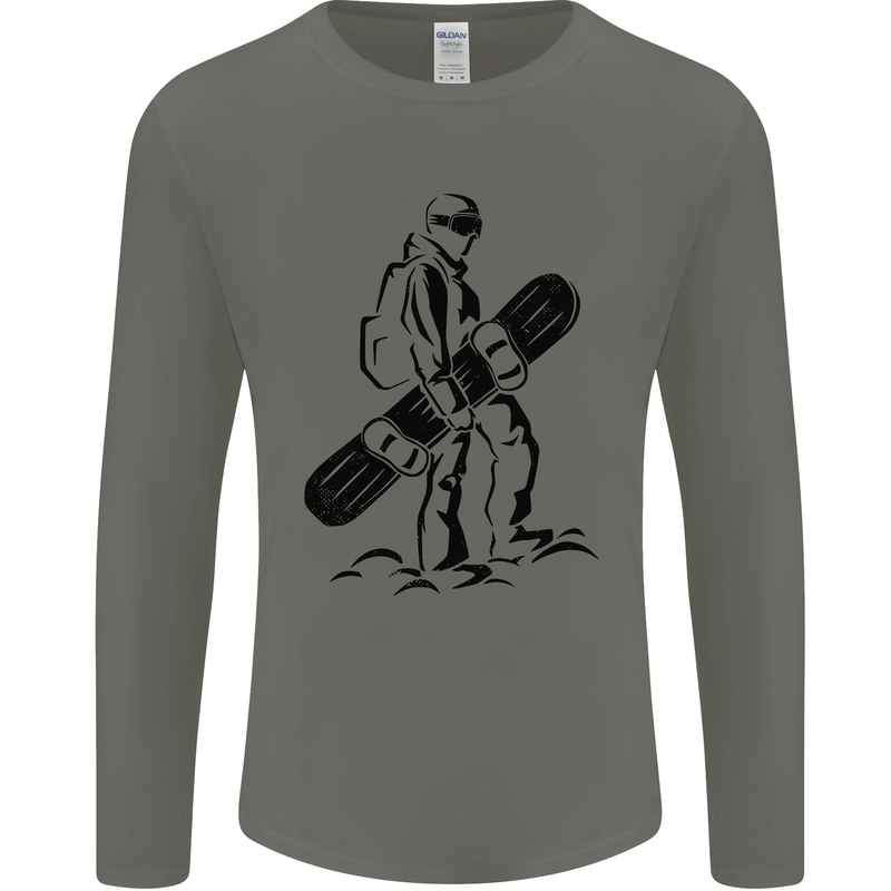 A Snowboarder Snowboarding Winter Sports Mens Long Sleeve T-Shirt Charcoal