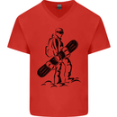 A Snowboarder Snowboarding Winter Sports Mens V-Neck Cotton T-Shirt Red