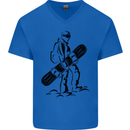 A Snowboarder Snowboarding Winter Sports Mens V-Neck Cotton T-Shirt Royal Blue