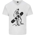 A Snowboarder Snowboarding Winter Sports Mens V-Neck Cotton T-Shirt White
