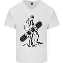 A Snowboarder Snowboarding Winter Sports Mens V-Neck Cotton T-Shirt White
