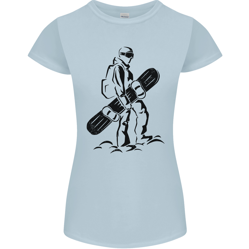 A Snowboarder Snowboarding Winter Sports Womens Petite Cut T-Shirt Light Blue