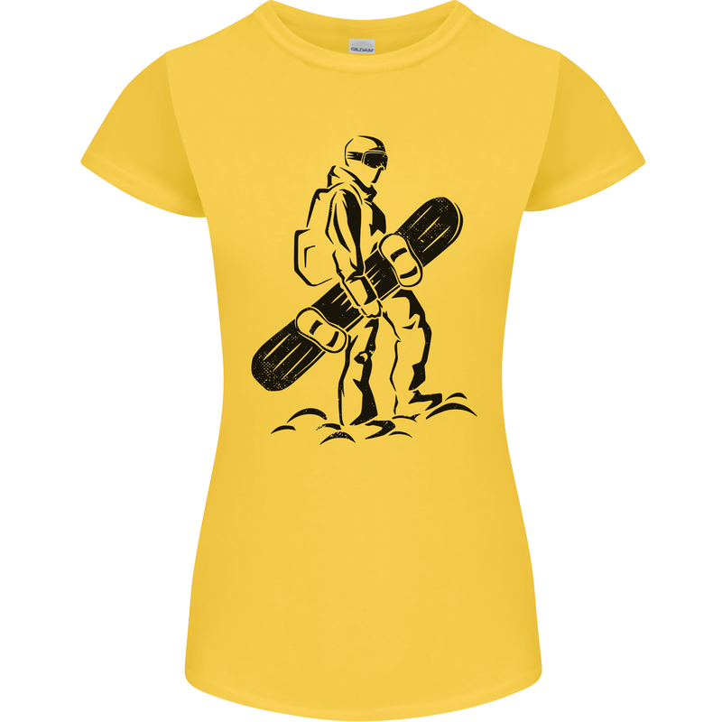 A Snowboarder Snowboarding Winter Sports Womens Petite Cut T-Shirt Yellow