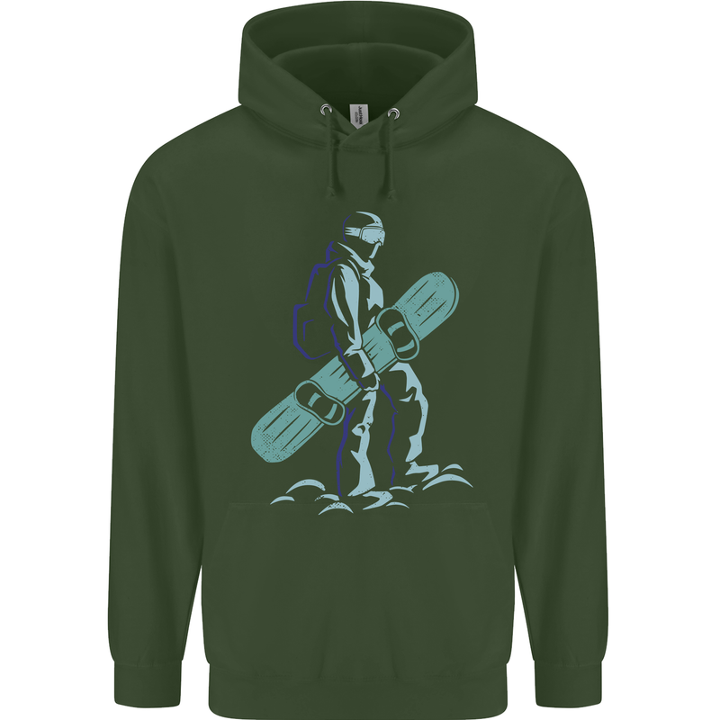 A Snowboarding Figure Snowboarder Childrens Kids Hoodie Forest Green