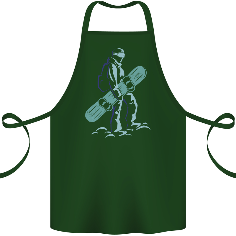 A Snowboarding Figure Snowboarder Cotton Apron 100% Organic Forest Green