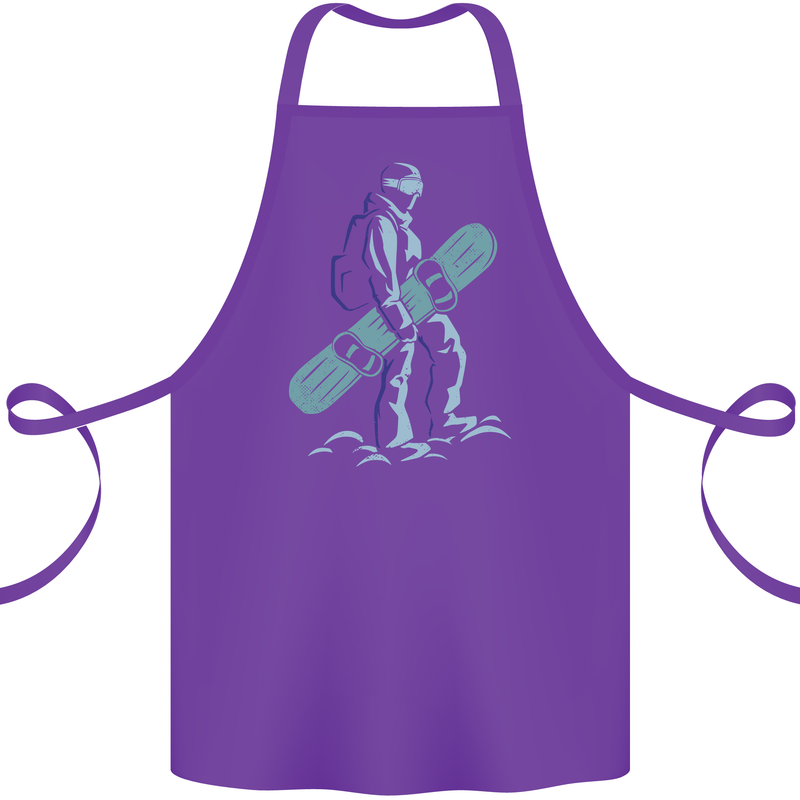 A Snowboarding Figure Snowboarder Cotton Apron 100% Organic Purple