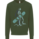 A Snowboarding Figure Snowboarder Kids Sweatshirt Jumper Forest Green