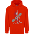 A Snowboarding Figure Snowboarder Mens 80% Cotton Hoodie Bright Red