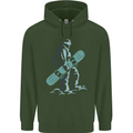 A Snowboarding Figure Snowboarder Mens 80% Cotton Hoodie Forest Green