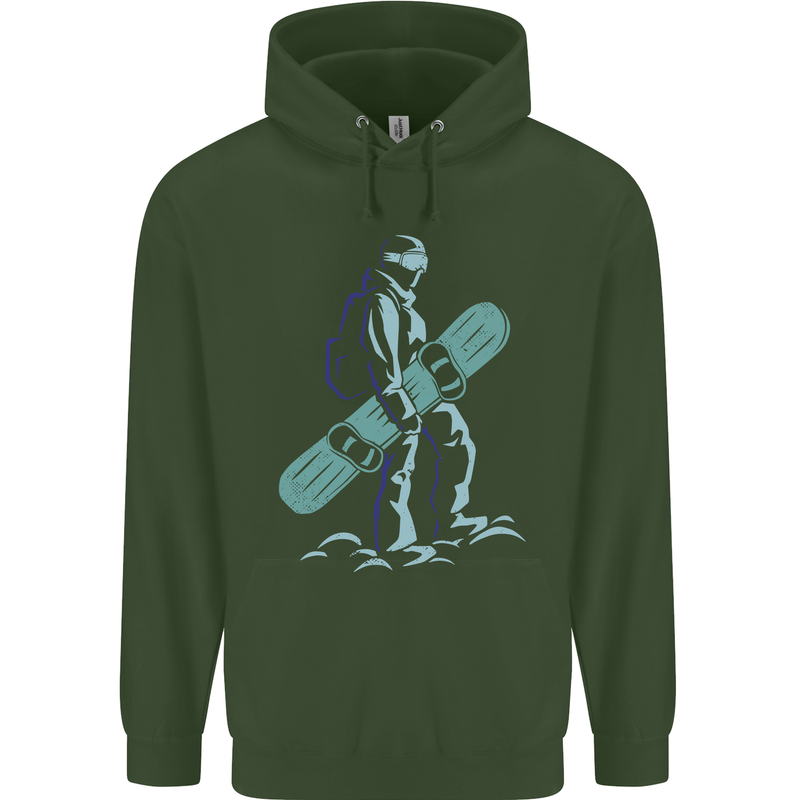 A Snowboarding Figure Snowboarder Mens 80% Cotton Hoodie Forest Green