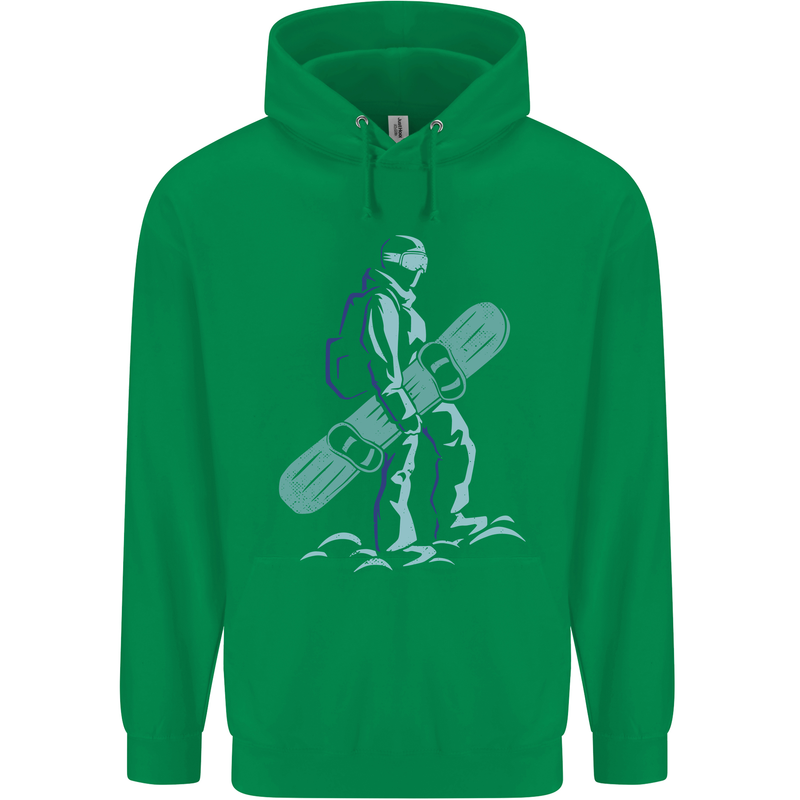 A Snowboarding Figure Snowboarder Mens 80% Cotton Hoodie Irish Green