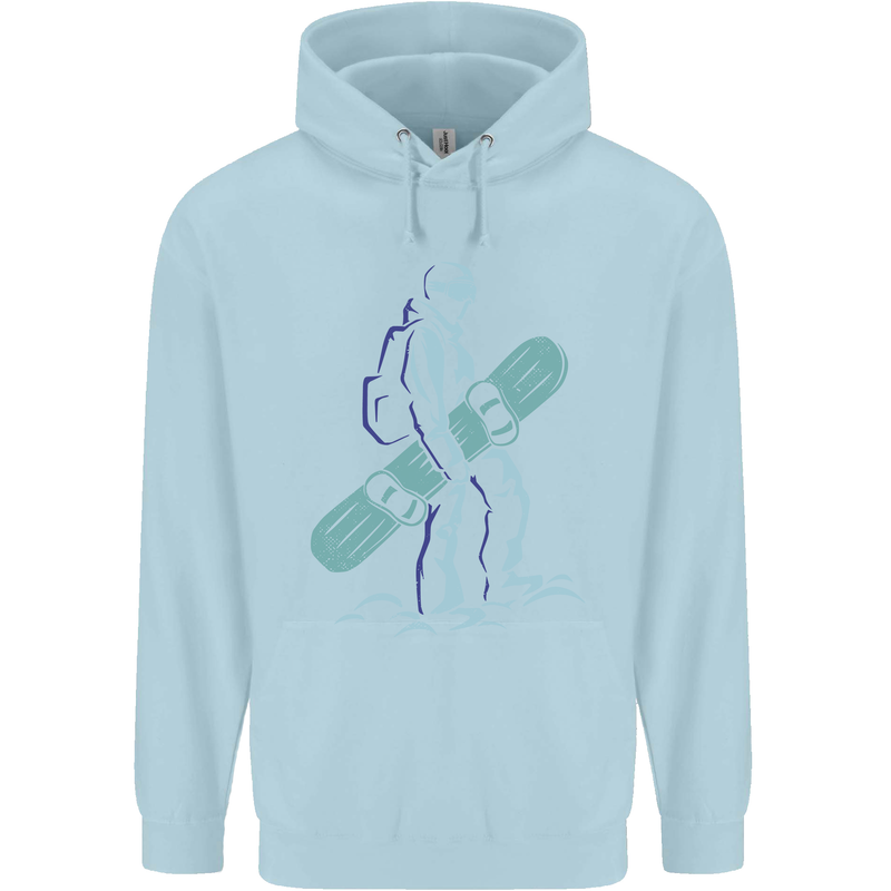 A Snowboarding Figure Snowboarder Mens 80% Cotton Hoodie Light Blue