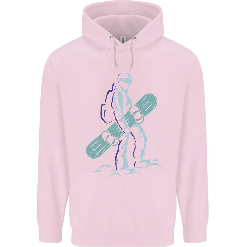 A Snowboarding Figure Snowboarder Mens 80% Cotton Hoodie Light Pink