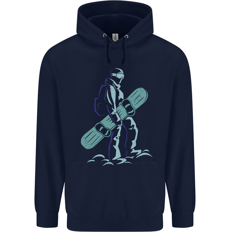 A Snowboarding Figure Snowboarder Mens 80% Cotton Hoodie Navy Blue