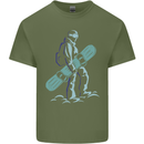 A Snowboarding Figure Snowboarder Mens Cotton T-Shirt Tee Top Military Green