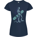 A Snowboarding Figure Snowboarder Womens Petite Cut T-Shirt Navy Blue