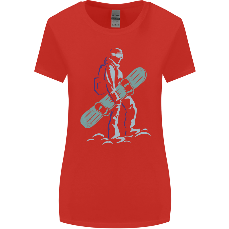 A Snowboarding Figure Snowboarder Womens Wider Cut T-Shirt Red