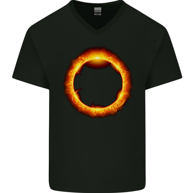 A Solar Eclipse Mens V-Neck Cotton T-Shirt Black