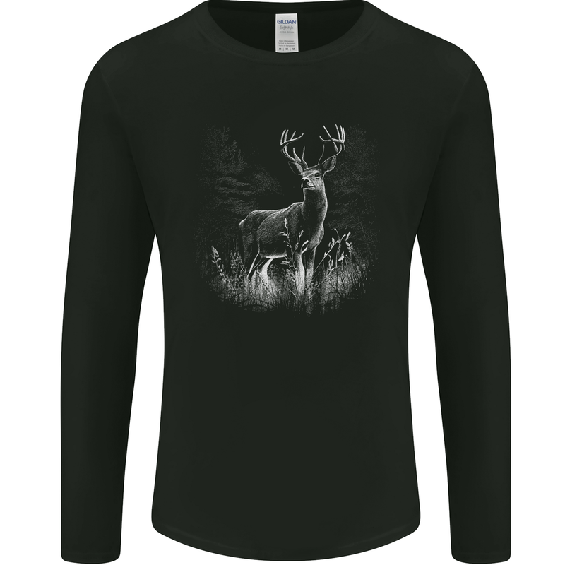 A Stag Deer Mens Long Sleeve T-Shirt Black