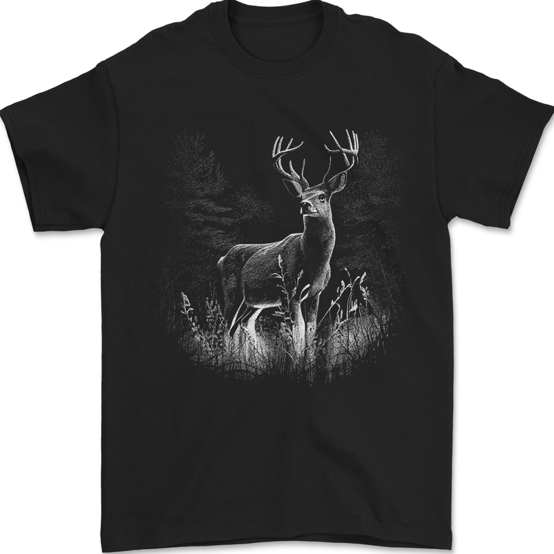 A Stag Deer Mens T-Shirt 100% Cotton Black