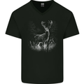 A Stag Deer Mens V-Neck Cotton T-Shirt Black